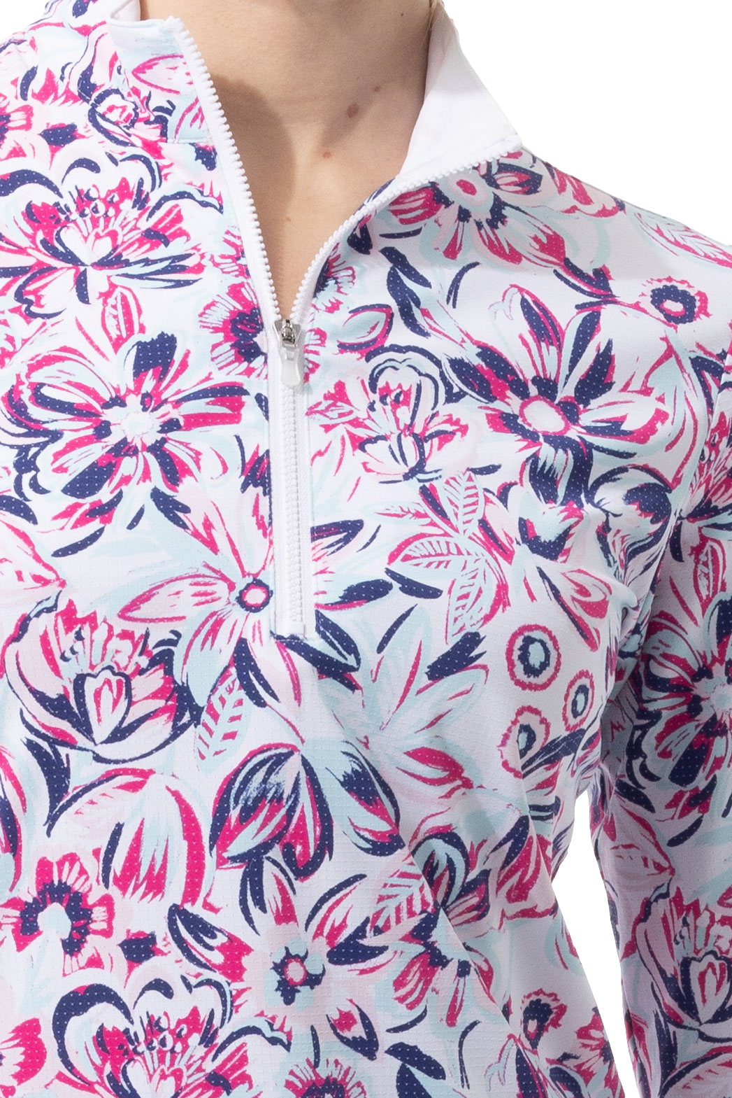 SANSOLEIL COOL ULTRA-MESH ZIP MOCK. DAVINA. PINK. 900653 - SanSoleil