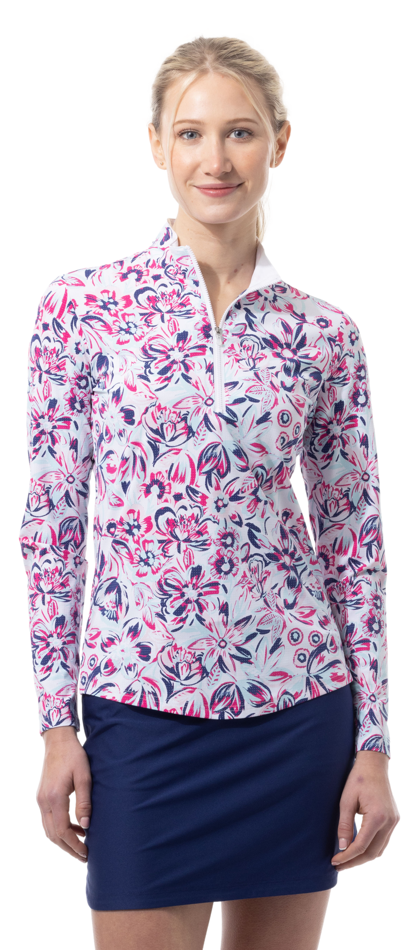 SANSOLEIL COOL ULTRA-MESH ZIP MOCK. DAVINA. PINK. 900653 - SanSoleil