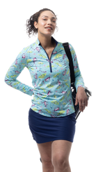 SANSOLEIL COOL ULTRA-MESH ZIP MOCK. FLAGS AND BAGS. 900653 - SanSoleil