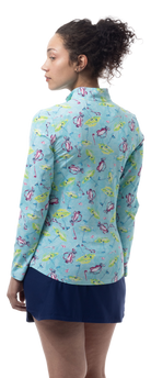 SANSOLEIL COOL ULTRA-MESH ZIP MOCK. FLAGS AND BAGS. 900653 - SanSoleil