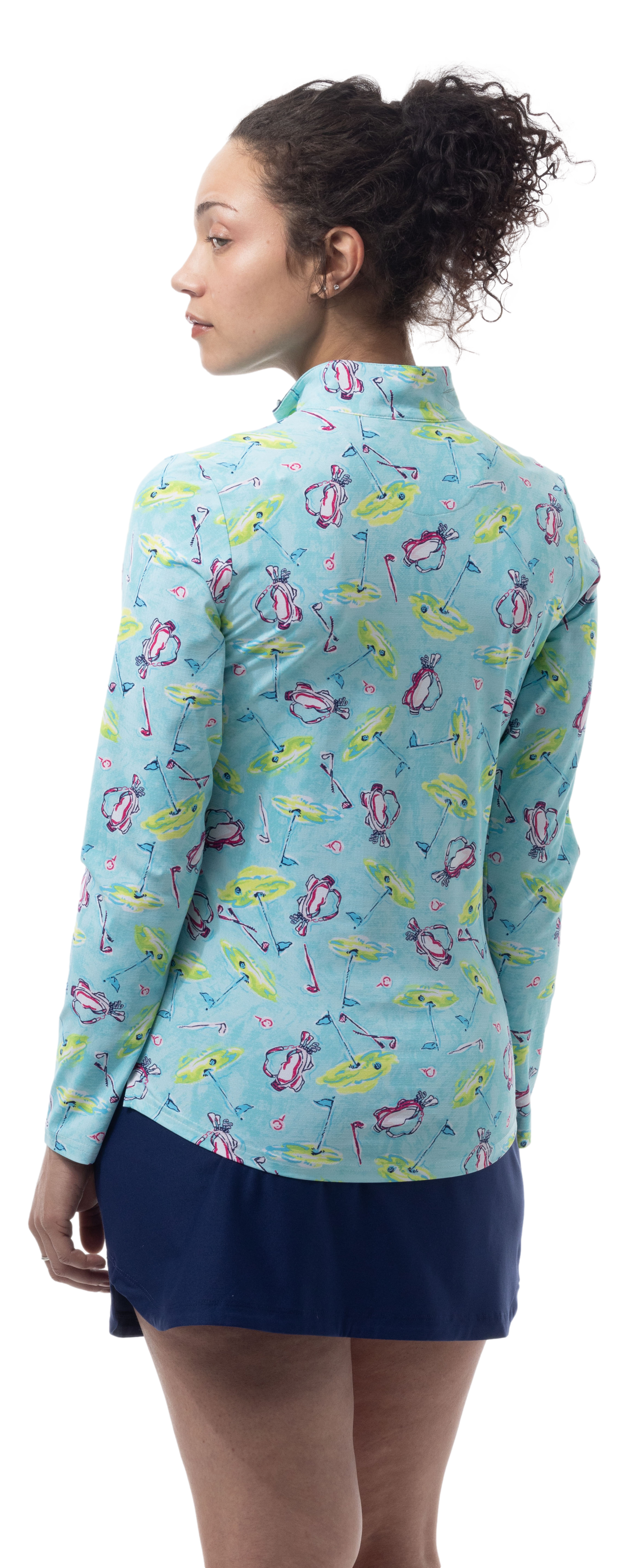 SANSOLEIL COOL ULTRA-MESH ZIP MOCK. FLAGS AND BAGS. 900653 - SanSoleil