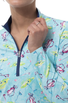 SANSOLEIL COOL ULTRA-MESH ZIP MOCK. FLAGS AND BAGS. 900653 - SanSoleil