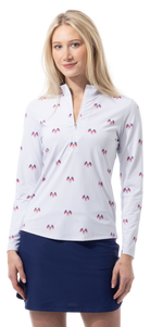 SANSOLEIL COOL ULTRA-MESH ZIP MOCK. PARADE DAY. 900653 - SanSoleil