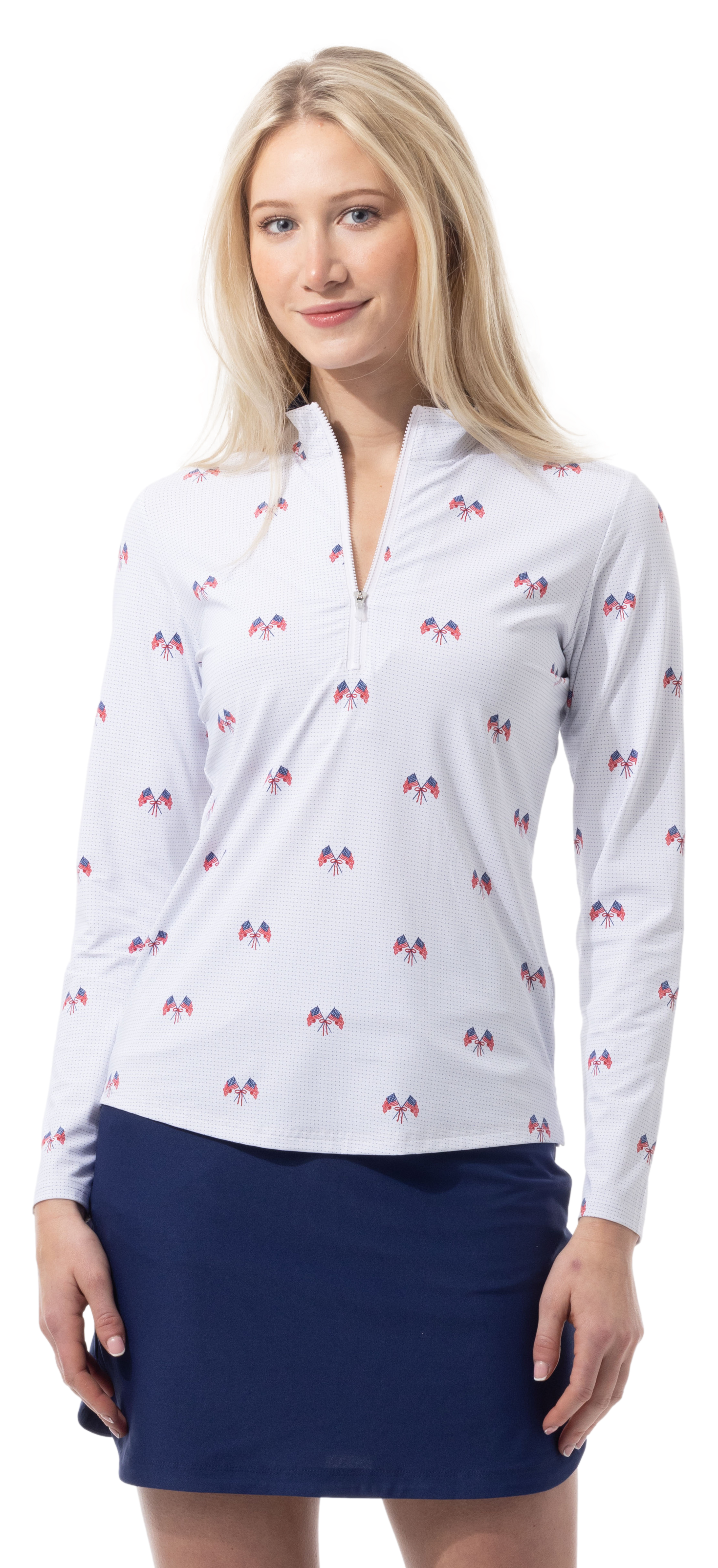 SANSOLEIL COOL ULTRA-MESH ZIP MOCK. PARADE DAY. 900653 - SanSoleil