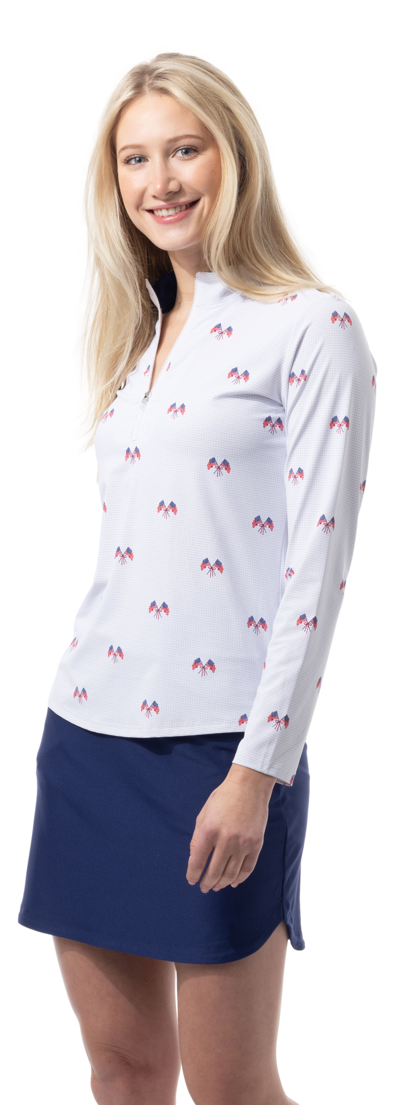 SANSOLEIL COOL ULTRA-MESH ZIP MOCK. PARADE DAY. 900653 - SanSoleil