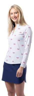 SANSOLEIL COOL ULTRA-MESH ZIP MOCK. PARADE DAY. 900653 - SanSoleil