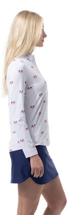 SANSOLEIL COOL ULTRA-MESH ZIP MOCK. PARADE DAY. 900653 - SanSoleil