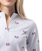 SANSOLEIL COOL ULTRA-MESH ZIP MOCK. PARADE DAY. 900653 - SanSoleil