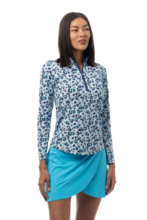 SANSOLEIL COOL ULTRA-MESH ZIP MOCK. ZOOLU. TURQUOISE. 900653