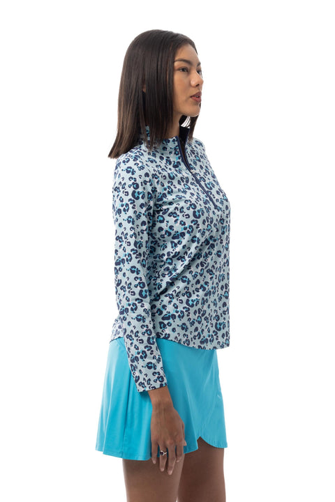SANSOLEIL COOL ULTRA-MESH ZIP MOCK. ZOOLU. TURQUOISE. 900653