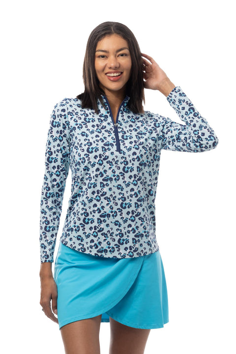 SANSOLEIL COOL ULTRA-MESH ZIP MOCK. ZOOLU. TURQUOISE. 900653