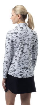 SANSOLEIL COOL ULTRA-MESH ZIP MOCK. TOILE DE GOLF BLACK. 900653 - SanSoleil