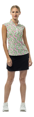 SanSoleil SOLAIR Cool Ultra-Mesh sleeveless mock with prickly pear and margarita print, designed for comfort and style.