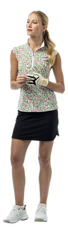 SanSoleil SOLAIR Cool Ultra-Mesh sleeveless mock with prickly pear margarita print, featuring lightweight, breathable fabric.