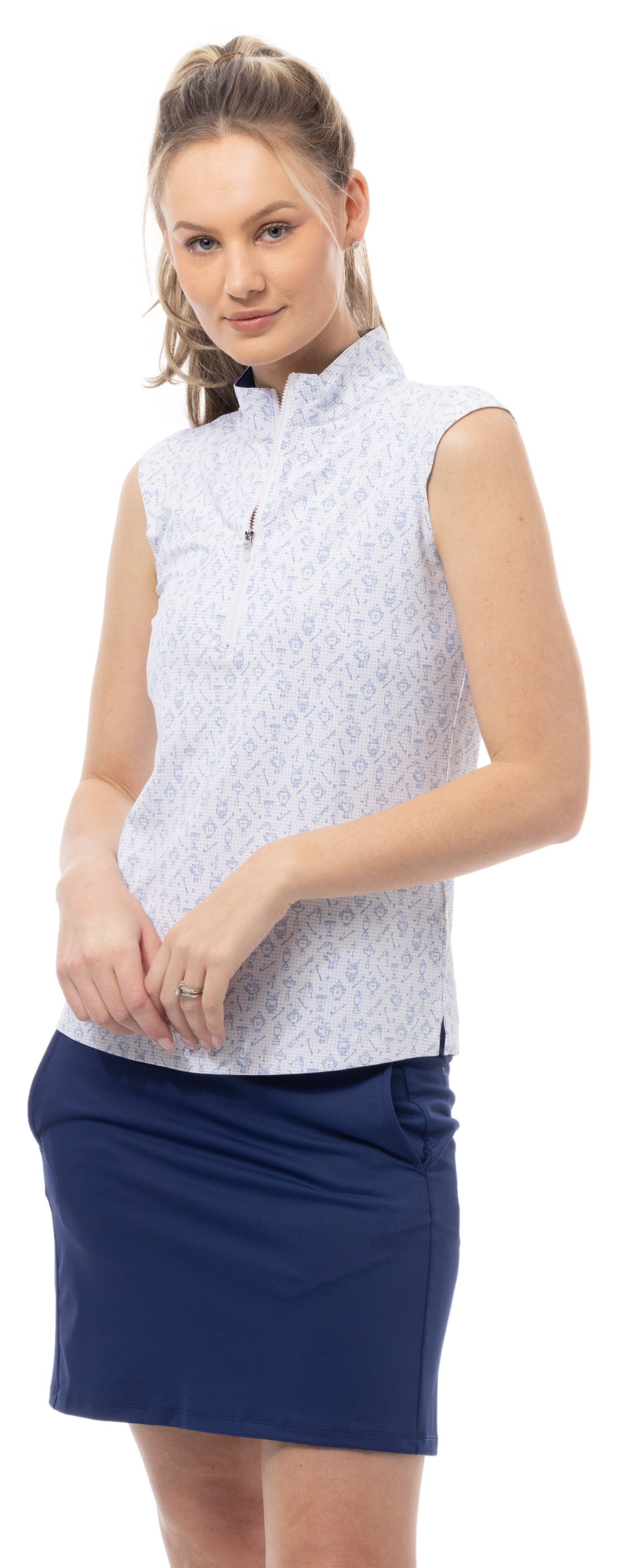 SOLAIR COOL ULTRA-MESH ZIP SLEEVELESS MOCK. WINNERS CUP. 900654 - SanSoleil