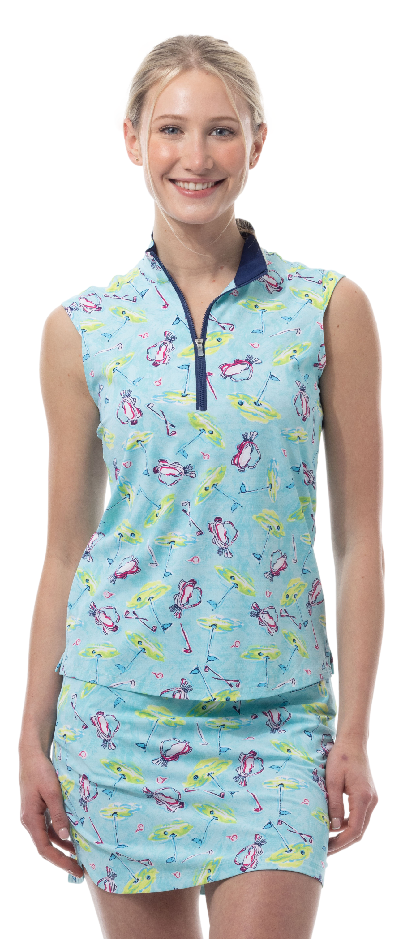 SANSOLEIL COOL ULTRA-MESH ZIP SLEEVELESS MOCK. FLAGS AND BAGS. 900654 - SanSoleil