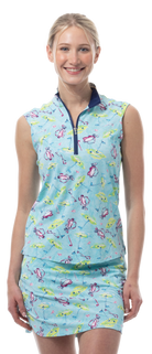 SANSOLEIL COOL ULTRA-MESH ZIP SLEEVELESS MOCK. FLAGS AND BAGS. 900654 - SanSoleil