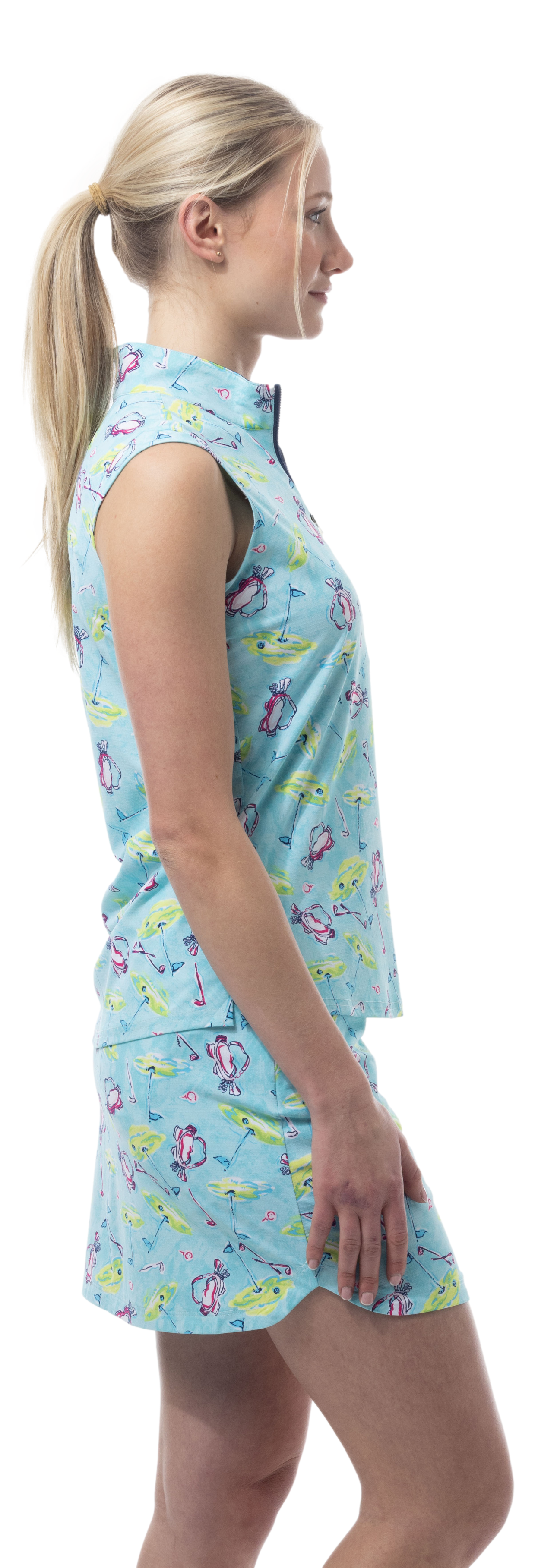 SANSOLEIL COOL ULTRA-MESH ZIP SLEEVELESS MOCK. FLAGS AND BAGS. 900654 - SanSoleil