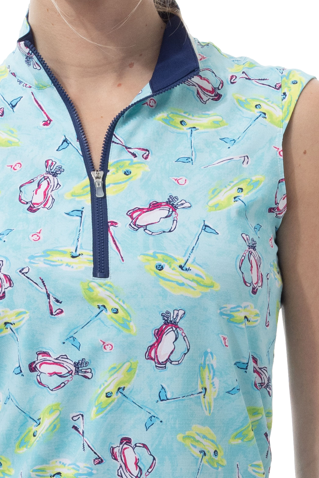 SANSOLEIL COOL ULTRA-MESH ZIP SLEEVELESS MOCK. FLAGS AND BAGS. 900654 - SanSoleil