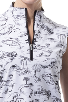 SANSOLEIL COOL ULTRA-MESH ZIP SLEEVELESS MOCK. TOILE DE GOLF. BLACK. 900654 - SanSoleil