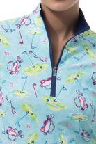 SANSOLEIL COOL ULTRA-MESH ZIP SHORT SLEEVE MOCK. FLAGS AND BAGS. 900655 - SanSoleil