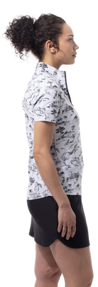 SANSOLEIL COOL ULTRA-MESH ZIP SHORT SLEEVE MOCK. TOILE DE GOLF. BLACK. 900655 - SanSoleil