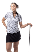 SANSOLEIL COOL ULTRA-MESH ZIP SHORT SLEEVE MOCK. TOILE DE GOLF. BLACK. 900655 - SanSoleil