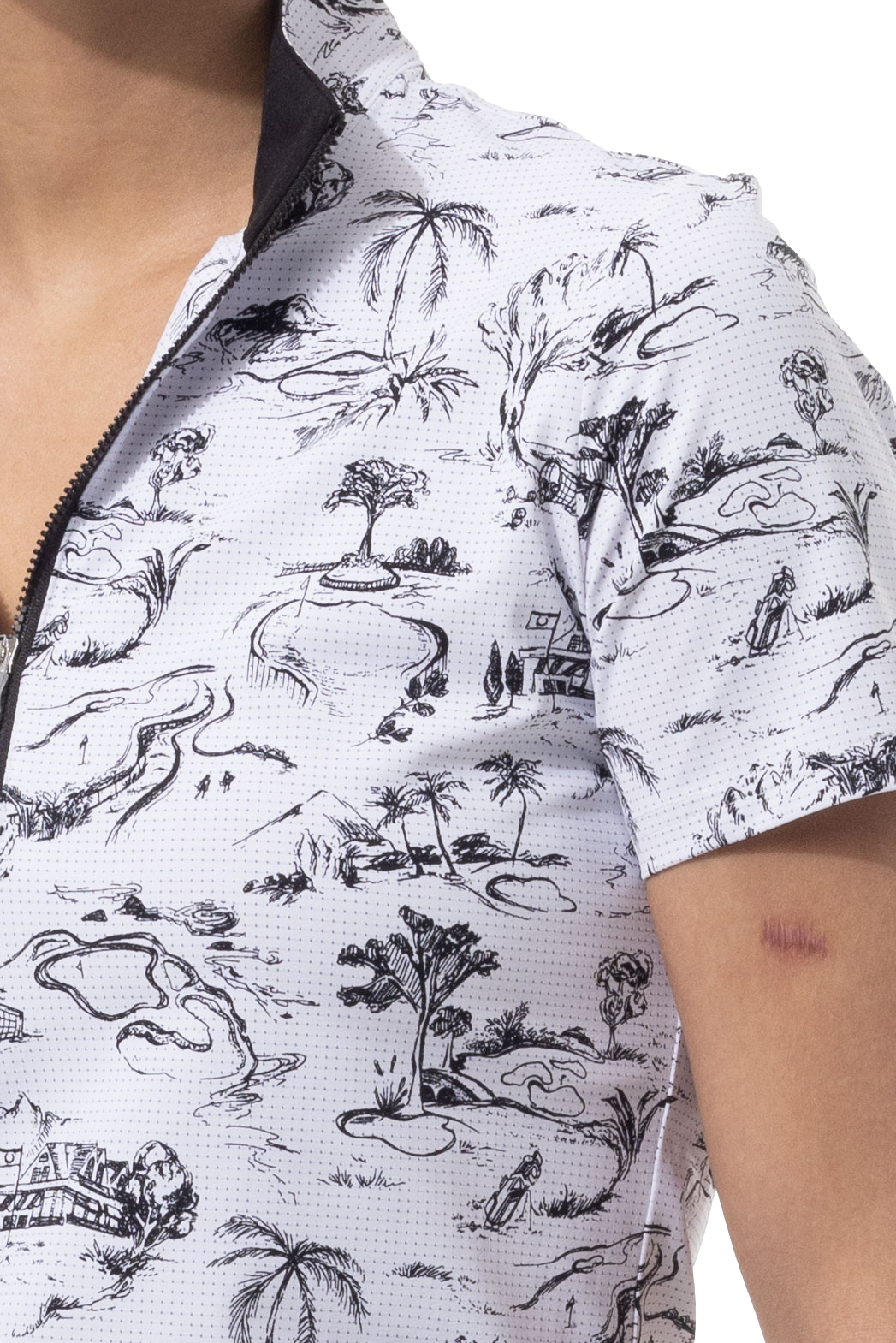 SANSOLEIL COOL ULTRA-MESH ZIP SHORT SLEEVE MOCK. TOILE DE GOLF. BLACK. 900655 - SanSoleil