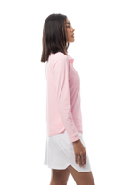SANSOLEIL TIPPED FIVE-BUTTON PLACKET POLO. PETAL PINK. 900656 - SanSoleil