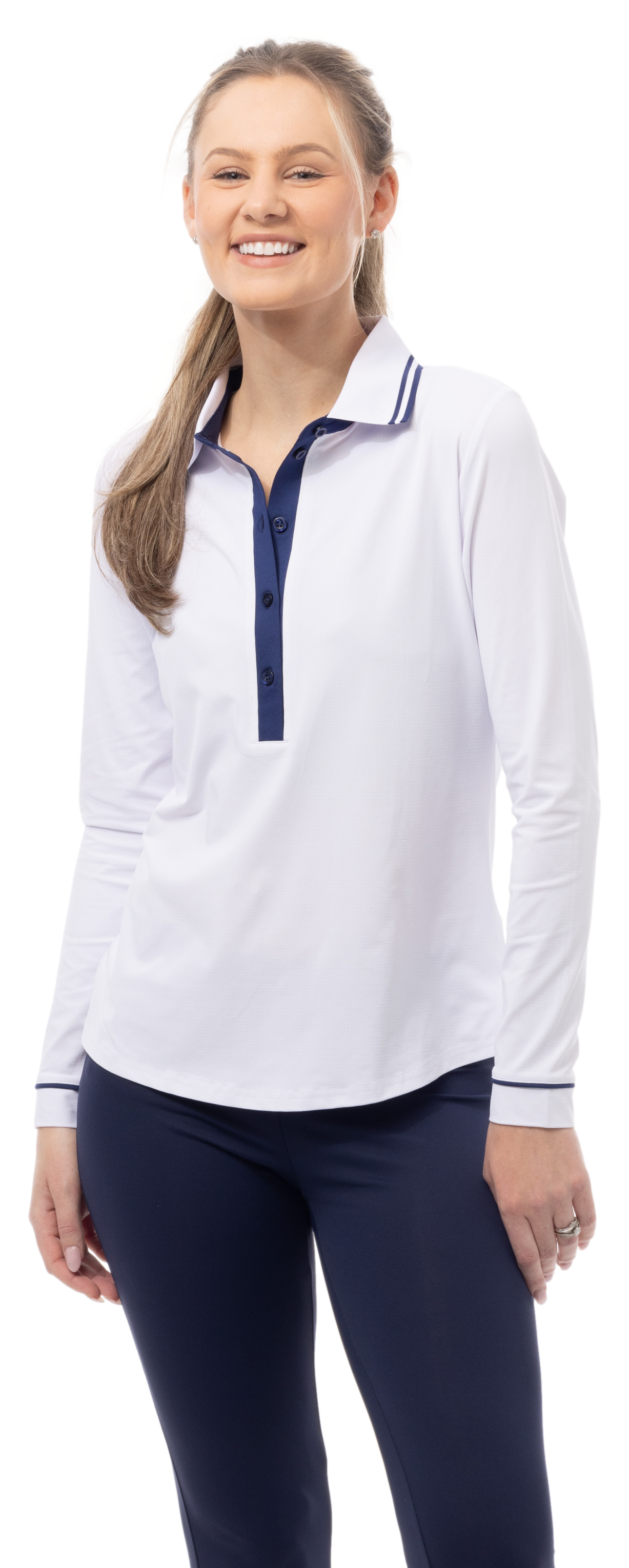SOLAIRCOOL TIPPED FIVE-BUTTON PLACKET POLO. WHITE. 900656 - SanSoleil