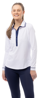 SOLAIRCOOL TIPPED FIVE-BUTTON PLACKET POLO. WHITE. 900656 - SanSoleil