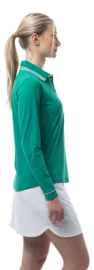 SANSOLEIL TIPPED FIVE-BUTTON PLACKET POLO. VARSITY GREEN. 900656 - SanSoleil