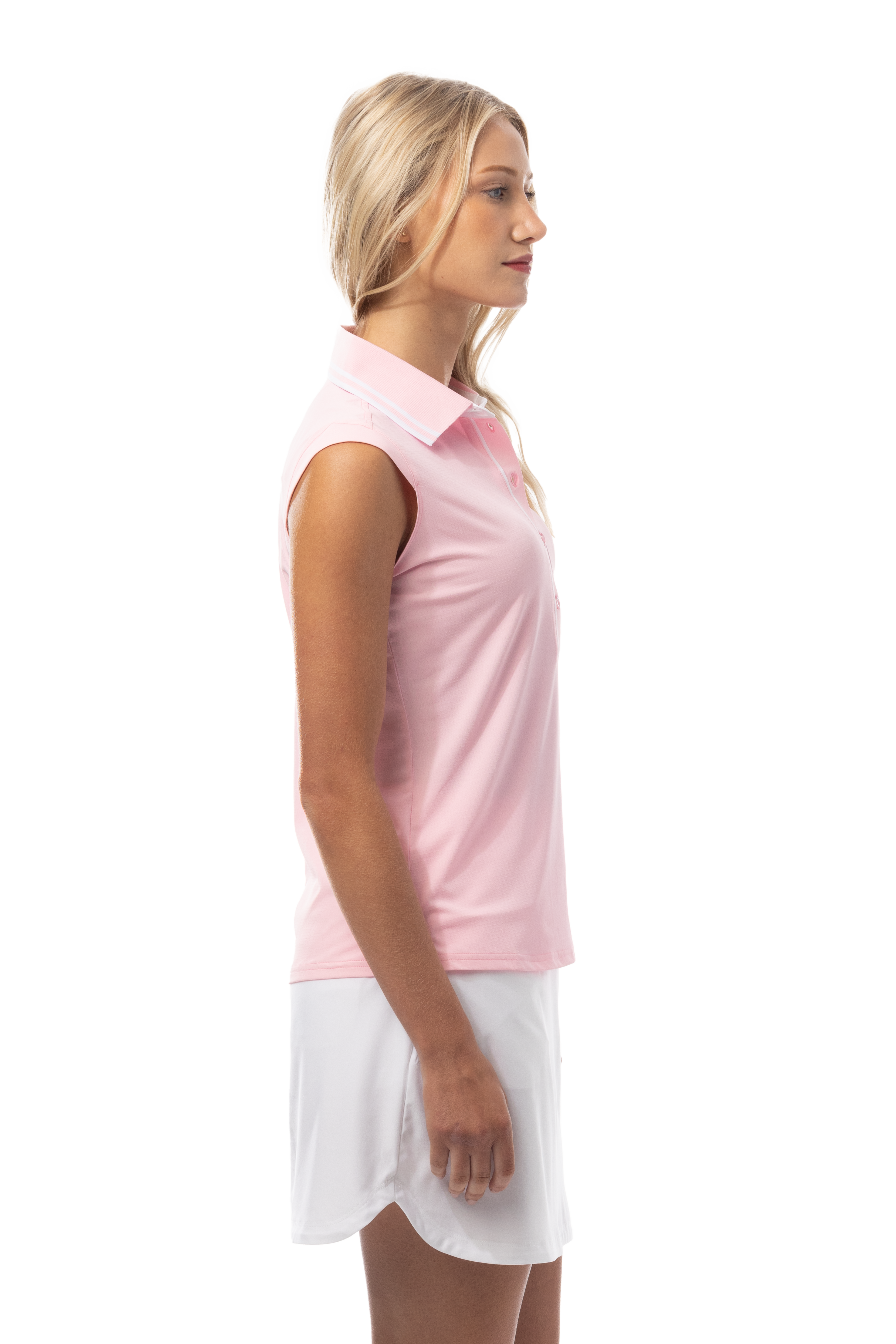 SANSOLEIL COOL ULTRA-MESH SLEEVELESS POLO. PETAL PINK. 900657 - SanSoleil