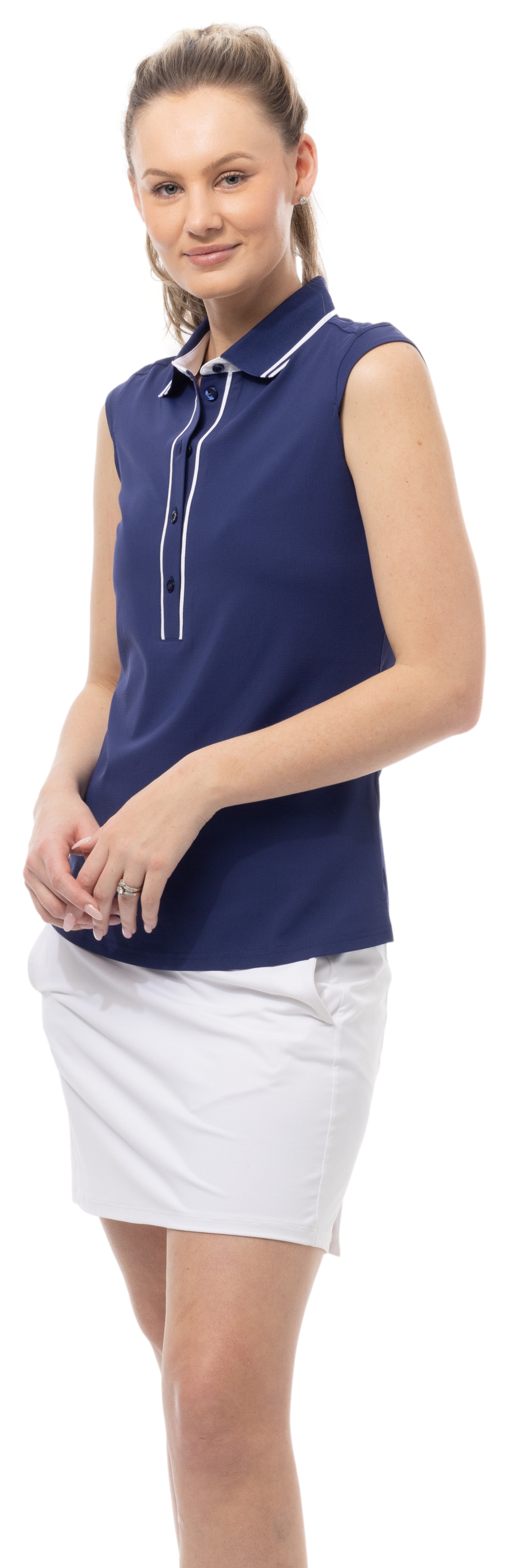 SOLAIR COOL ULTRA-MESH SLEEVELESS POLO. NAVY. 900657 - SanSoleil