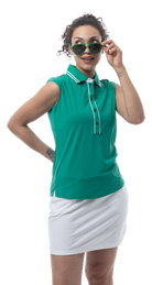 SANSOLEIL COOL ULTRA-MESH SLEEVELESS POLO. VARSITY GREEN. 900657 - SanSoleil