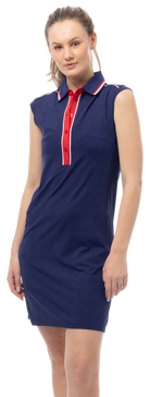 SOLSTYLE COOL SLEEVELESS POLO COLLAR DRESS. BETSY. NAVY. 900725 - SanSoleil
