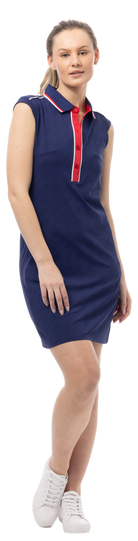 SOLSTYLE COOL SLEEVELESS POLO COLLAR DRESS. BETSY. NAVY. 900725 - SanSoleil