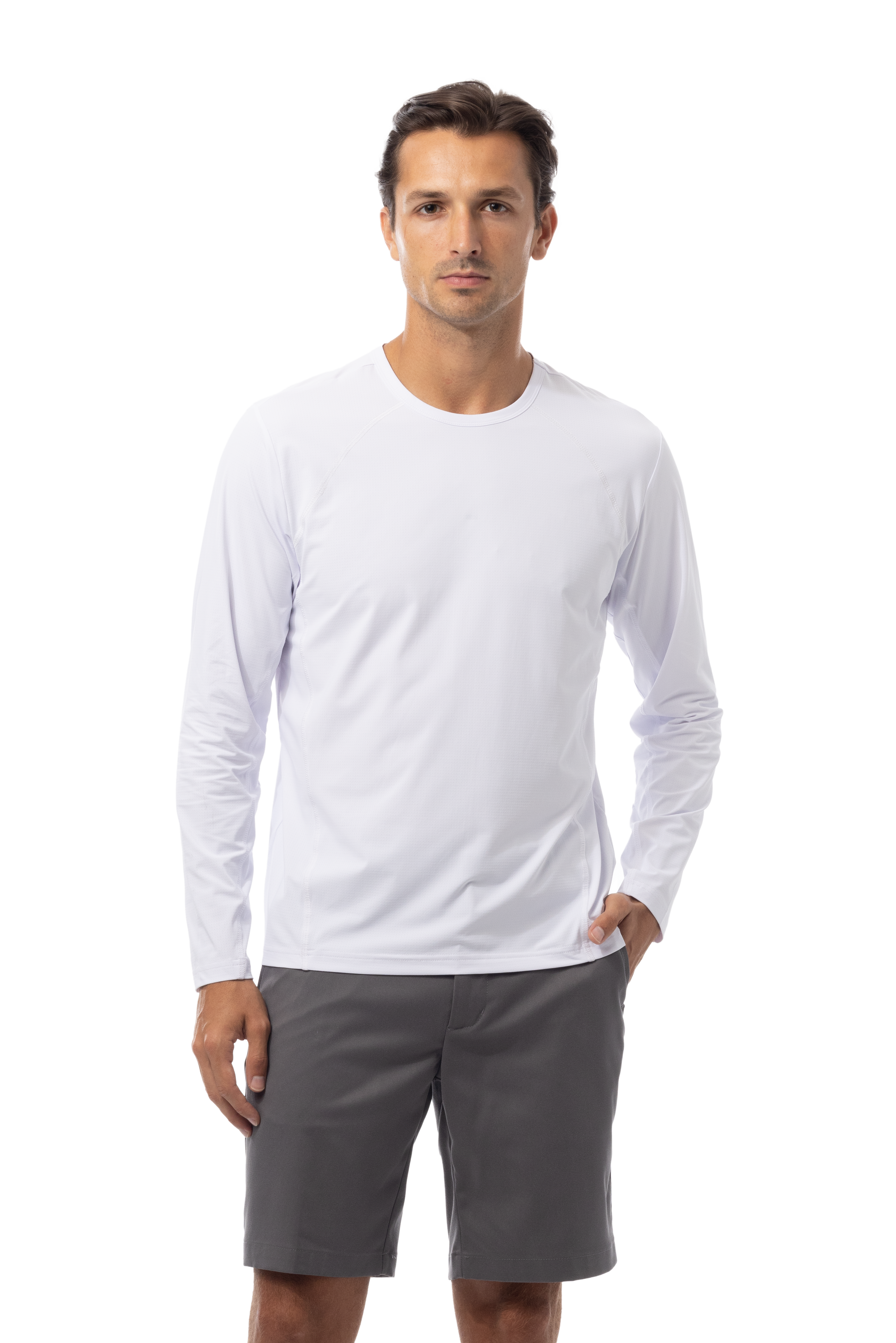 SOLAIR MEN'S CREW NECK W/MESH. WHITE. 900825C - SanSoleil