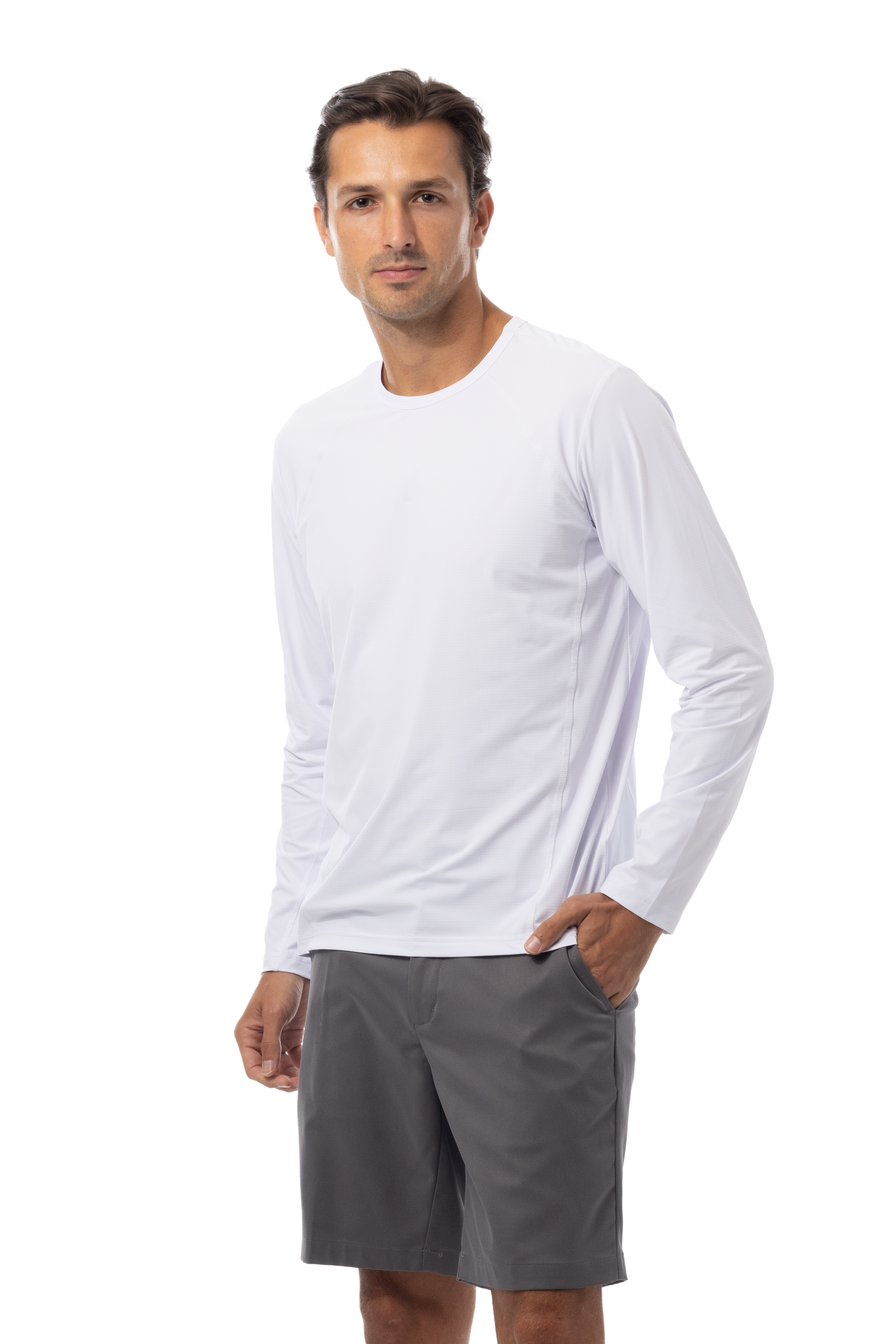 SOLAIR MEN'S CREW NECK W/MESH. WHITE. 900825C - SanSoleil