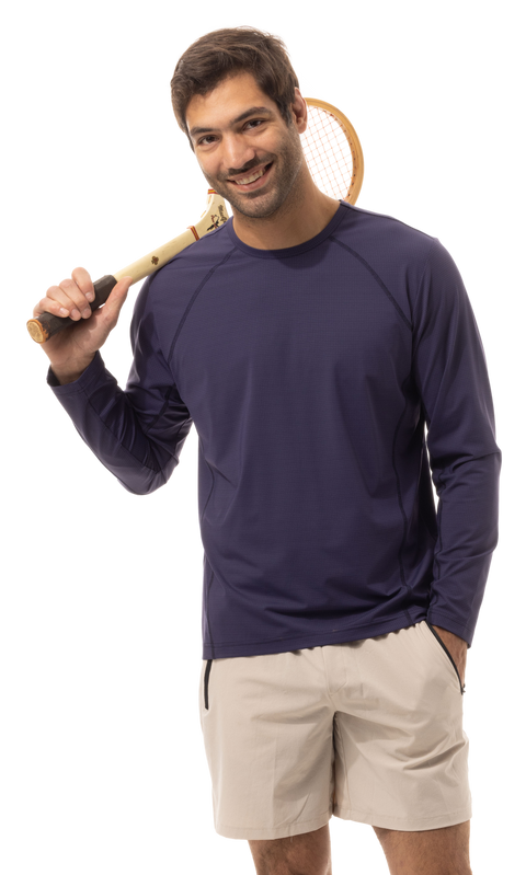 SOLAIR MEN'S CREW NECK W/MESH. NIGHT SKY NAVY. 900825C - SanSoleil