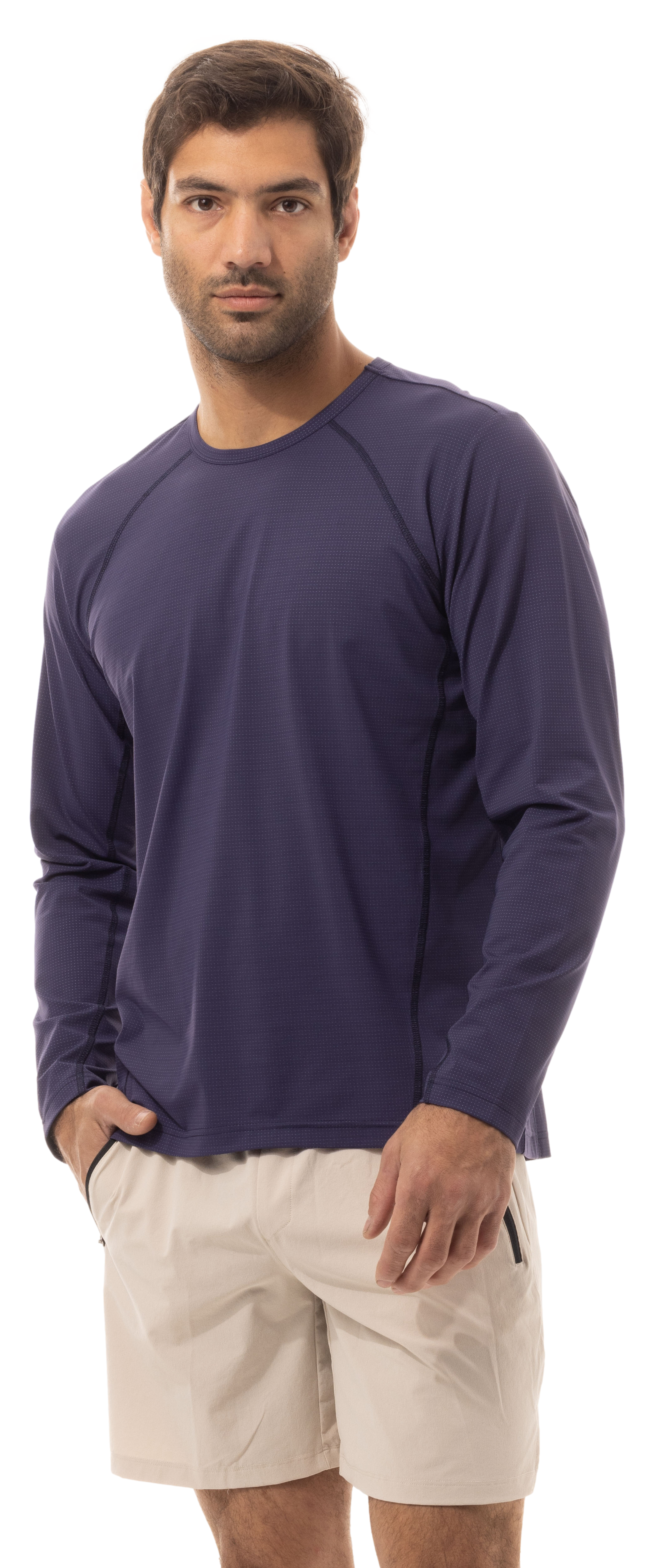 SOLAIR MEN'S CREW NECK W/MESH. NIGHT SKY NAVY. 900825C - SanSoleil