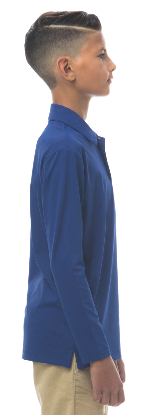 Boy's Long Sleeve Polo. Submarine Blue. 900829