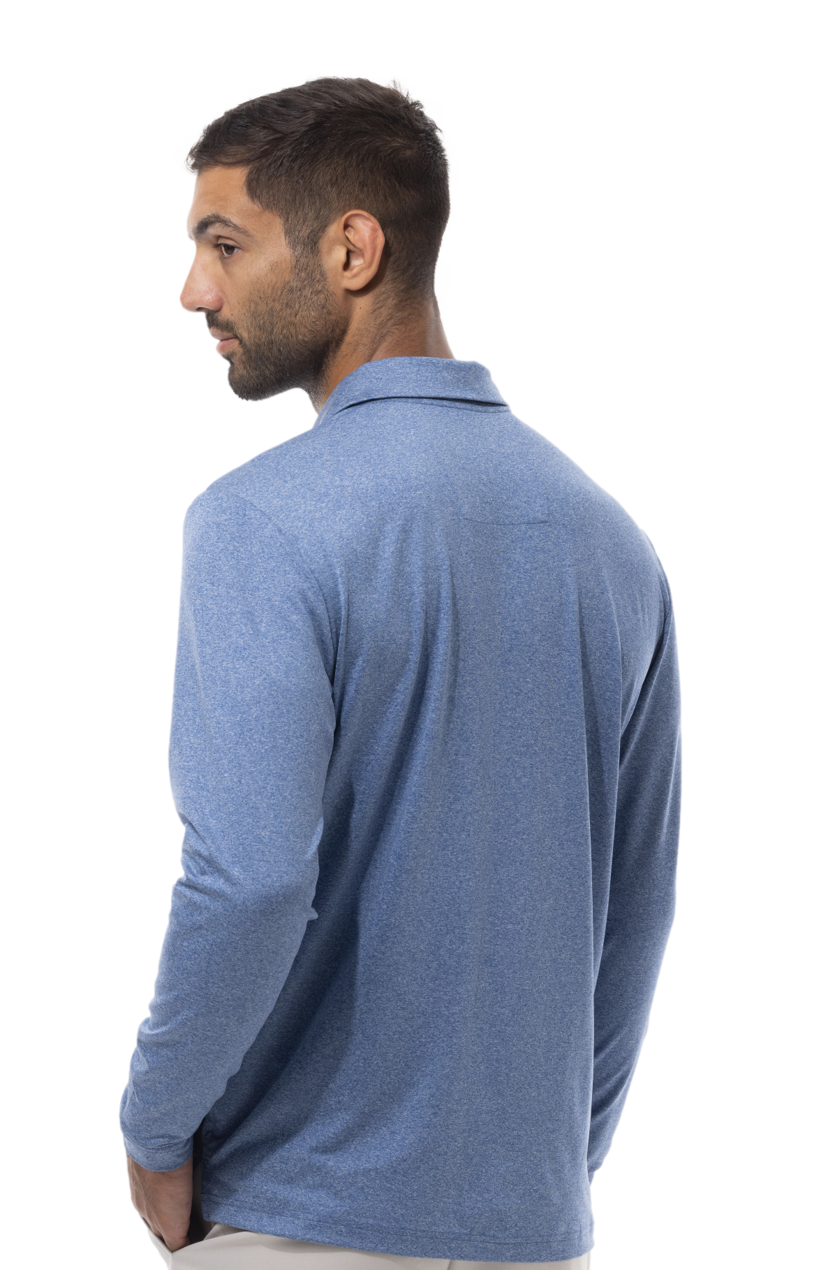 MEN'S SOLTEK ICE HEATHER POLO. MELANGE INDIGO BLUE.  900835 - SanSoleil
