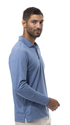 MEN'S SOLTEK ICE HEATHER POLO. MELANGE INDIGO BLUE.  900835 - SanSoleil