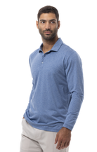 MEN'S SOLTEK ICE HEATHER POLO. MELANGE INDIGO BLUE.  900835 - SanSoleil