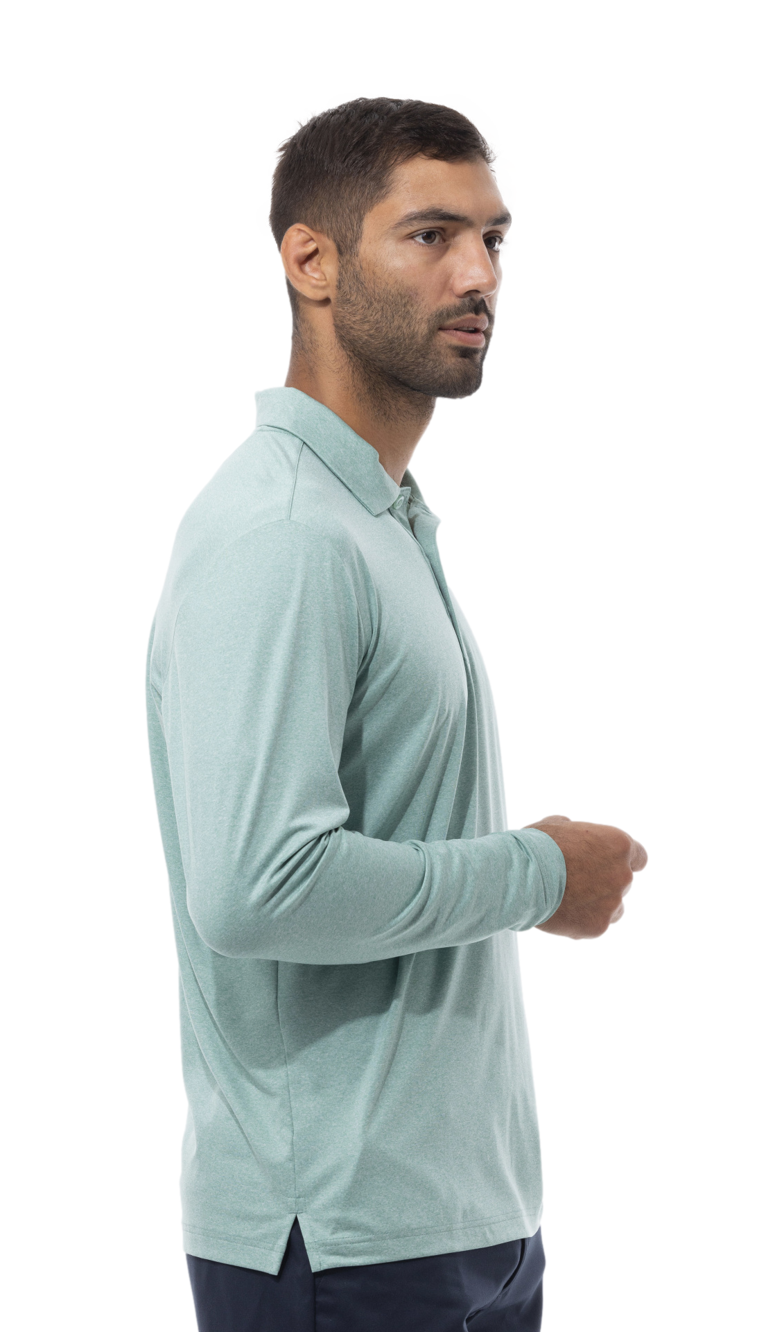 MEN'S SOLTEK ICE HEATHER POLO. MELANGE SPRUCE GREEN.  900835 - SanSoleil