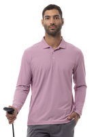 MEN'S SOLTEK ICE MINI-STRIPE POLO. CLARET RED & WHITE - 900837M