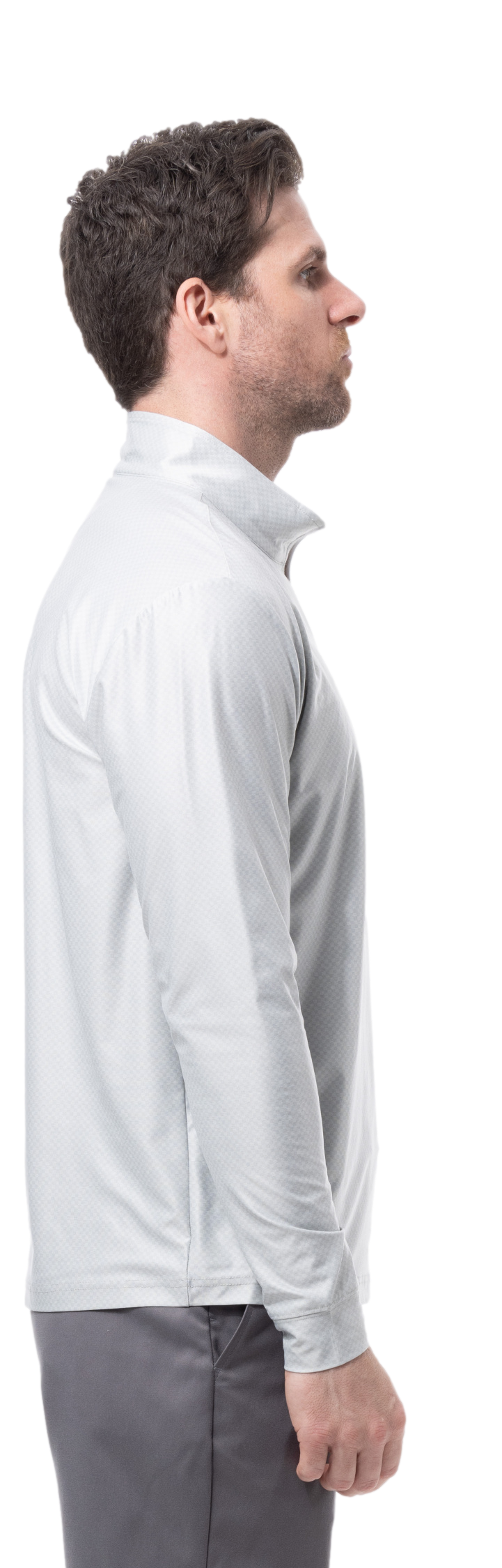 MEN'S SOLTEK ICE CHECK 1/4 ZIP MOCK. MELANGE DOVE CHECK.  900838 - SanSoleil