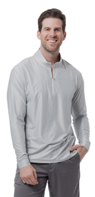 MEN'S SOLTEK ICE CHECK 1/4 ZIP MOCK. MELANGE DOVE CHECK.  900838 - SanSoleil