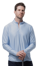 MEN'S SOLTEK ICE CHECK 1/4 ZIP MOCK. MELANGE MALIBU CHECK.  900838 - SanSoleil